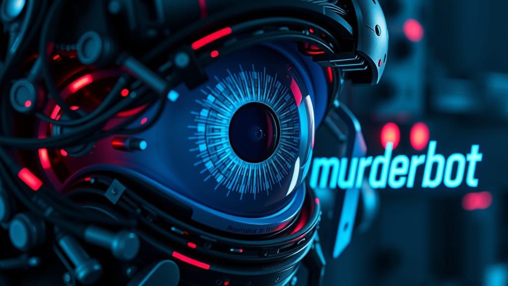 Cybernetic Eye with Glowing Circuits in Cyberpunk Style