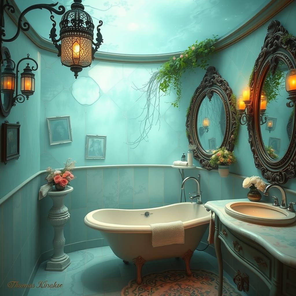 Romantic Turquoise Bathroom in Ethereal Fantasy Style