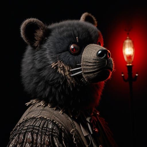 Creepy Freakshow Teddy Bear in Photorealistic Style