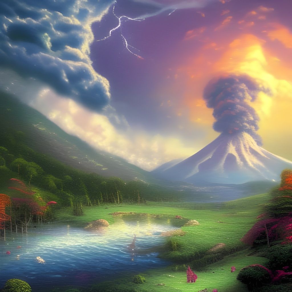 Magical Fairy House in Forest Lightning Storm