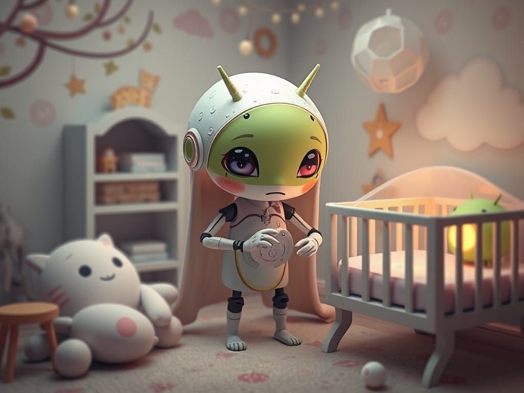 Weeping Android, female baby nursery
