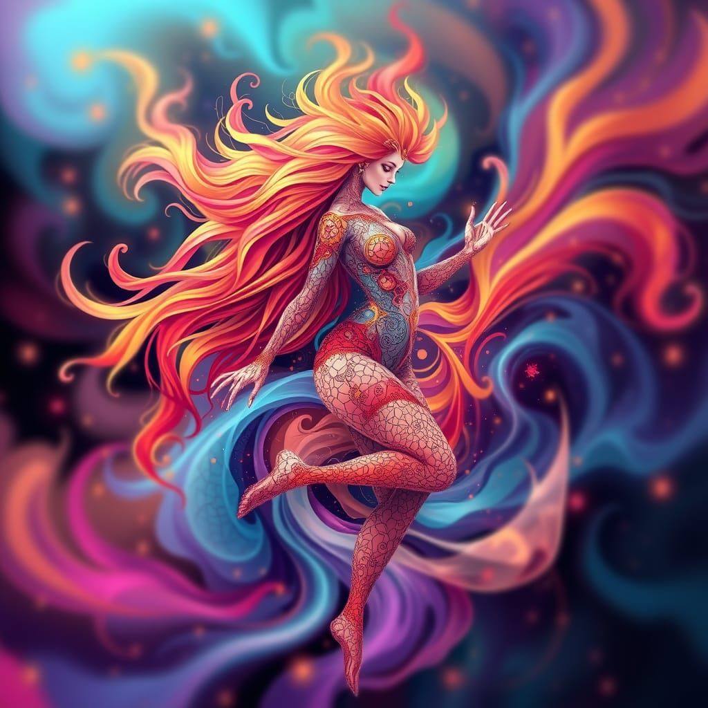 Ethereal Wild Spirit in a Cosmic Fractal Dream