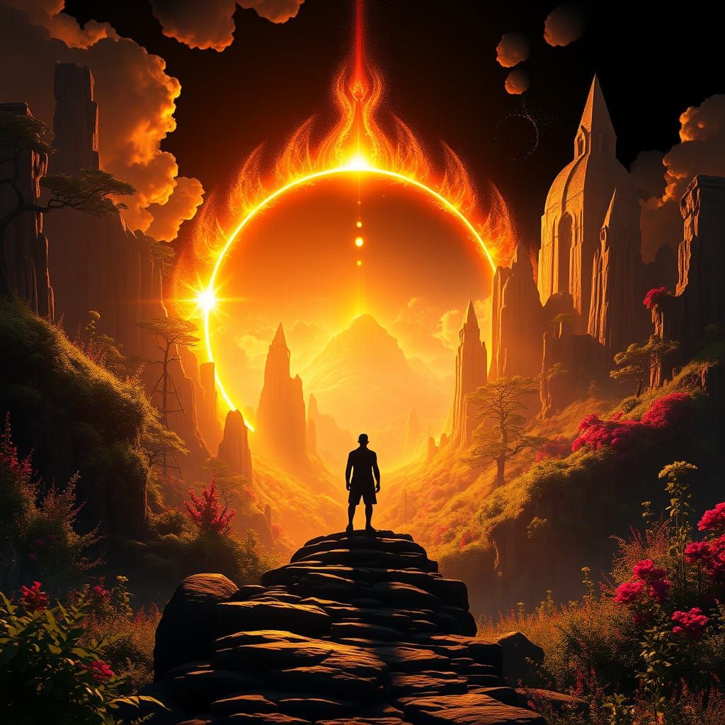 Golden Light Illuminates a Radiant, Dreamlike Landscape