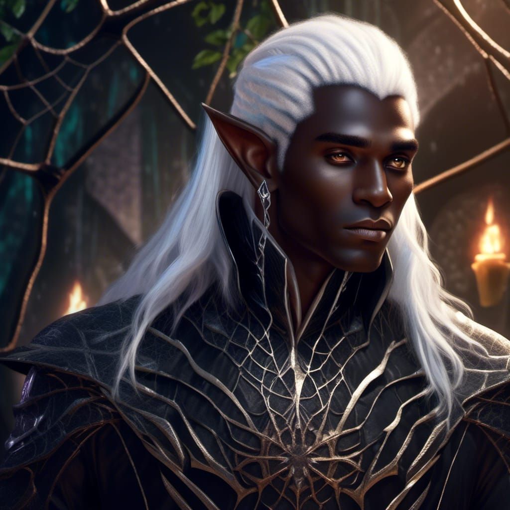 Dark Elf Wizard with Spider Details