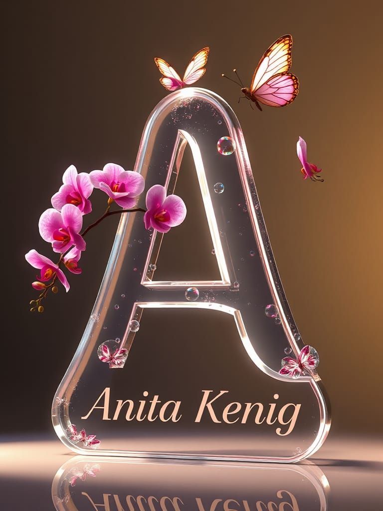 Curvaceous Letter A with Pink Blossoms and Butterfly