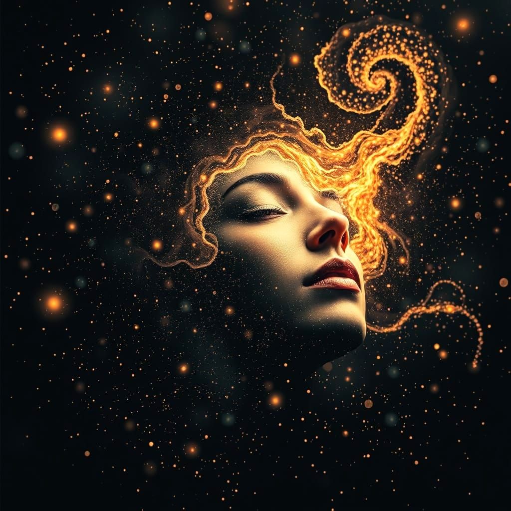 Whimsical Pointillist Portrait of Sweet Dreams