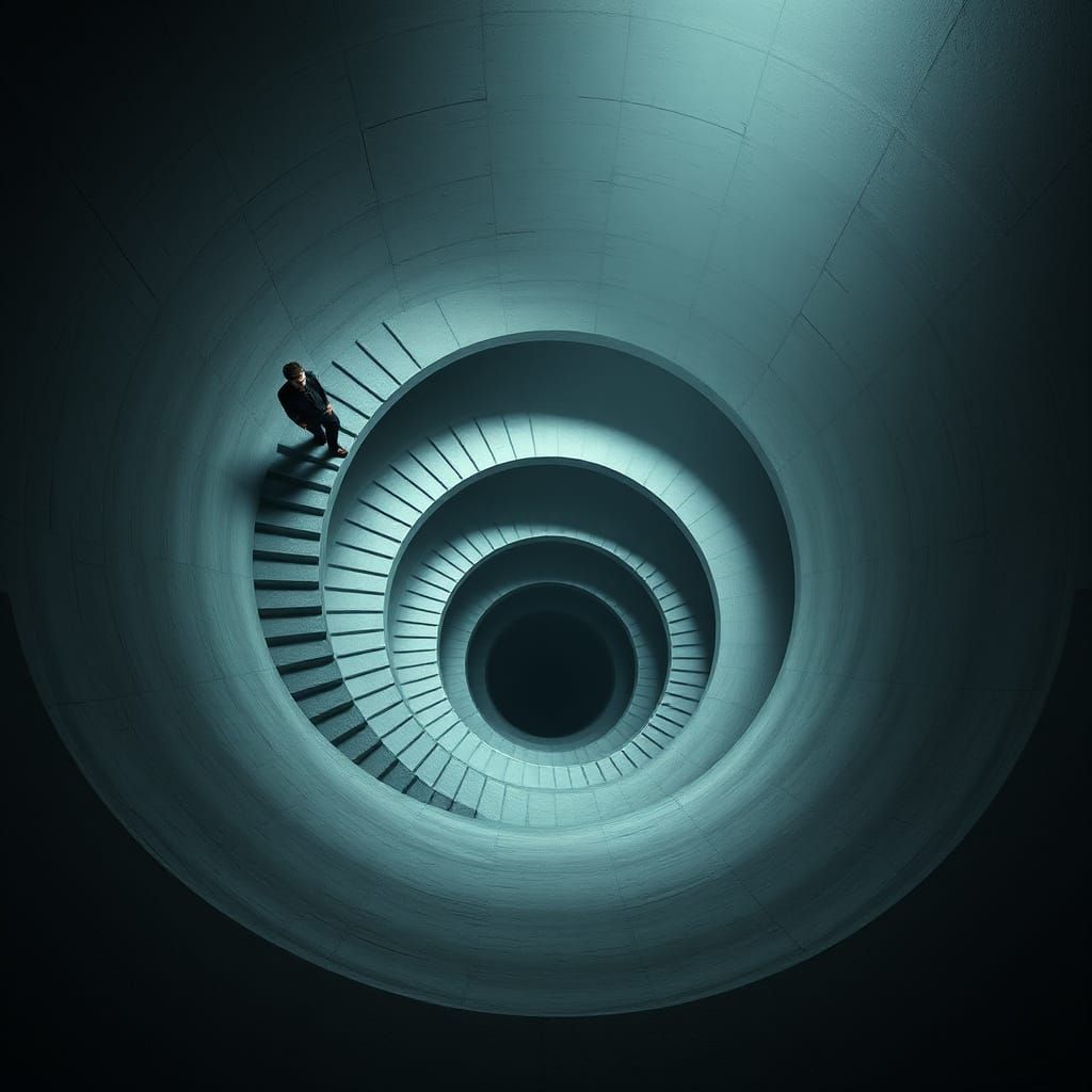 Ethereal Gray Staircase Descends into Infinity