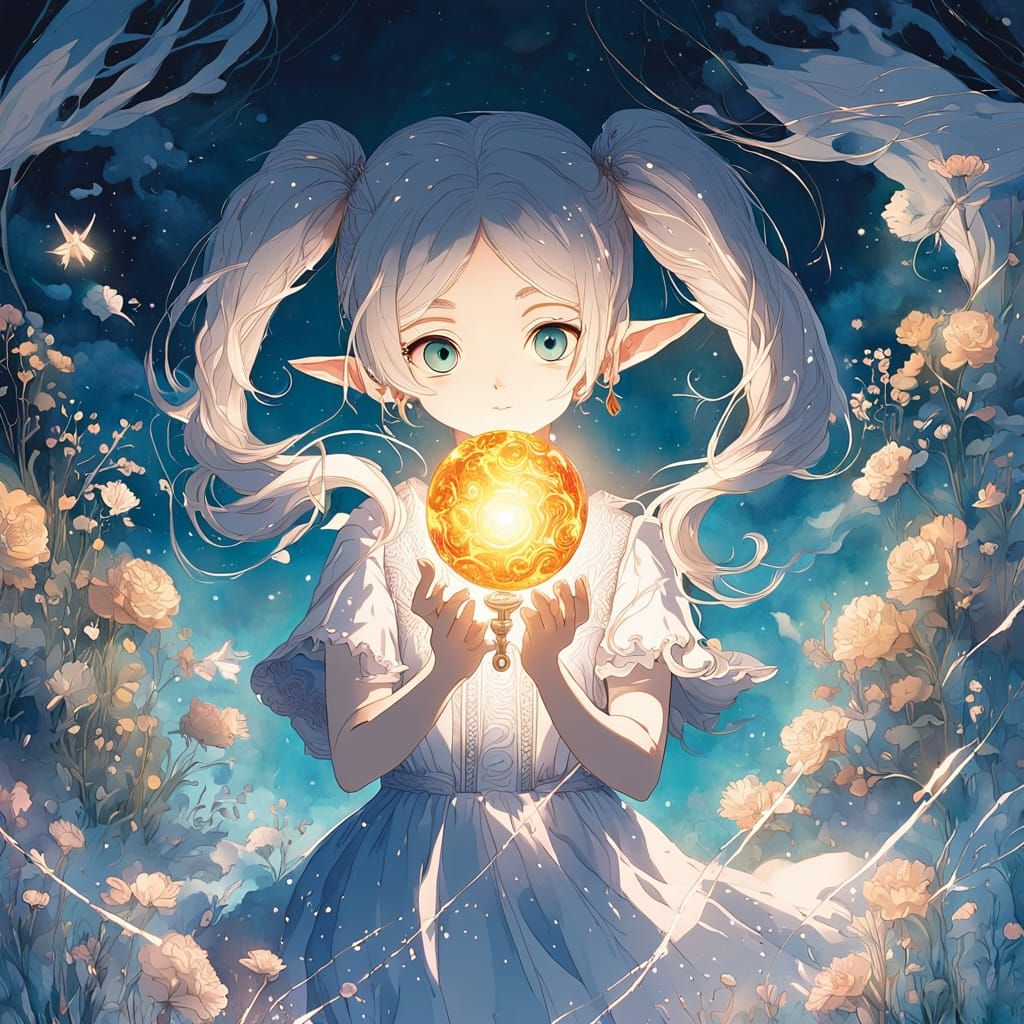 Ethereal Fantasy Elf in Vibrant Meadow