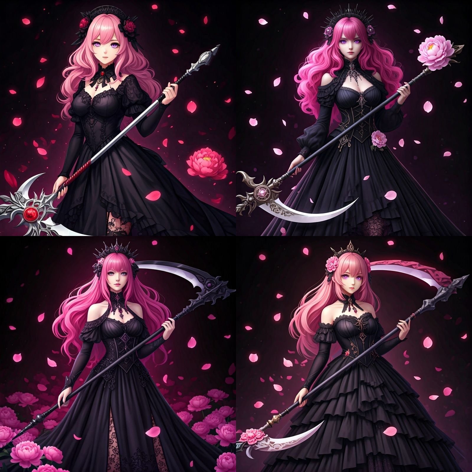 Pink Haired Gothic Reaper in Anime Style