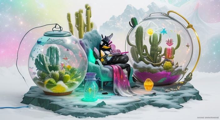 Surreal Digital Painting with Transformers Holding a Fantast...