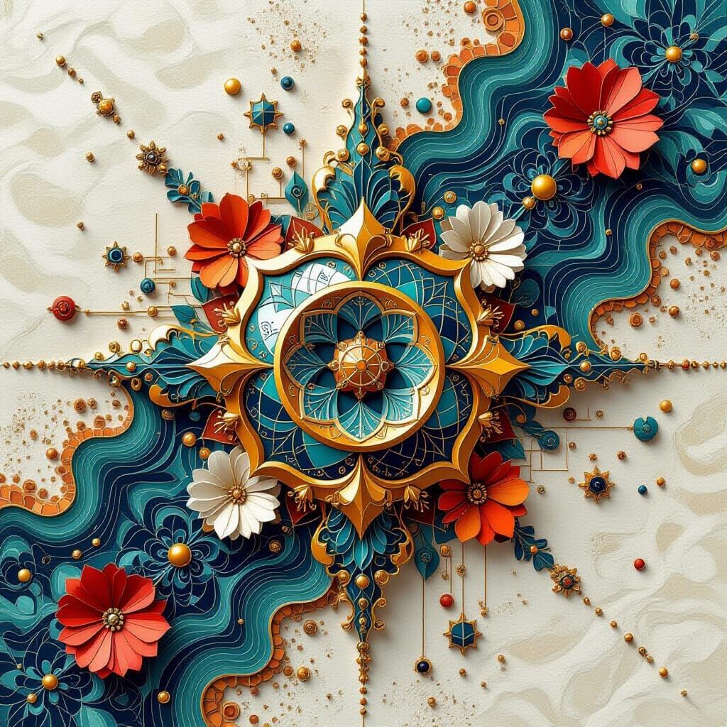 Teslapunk Concept Art With Floral Circuitry