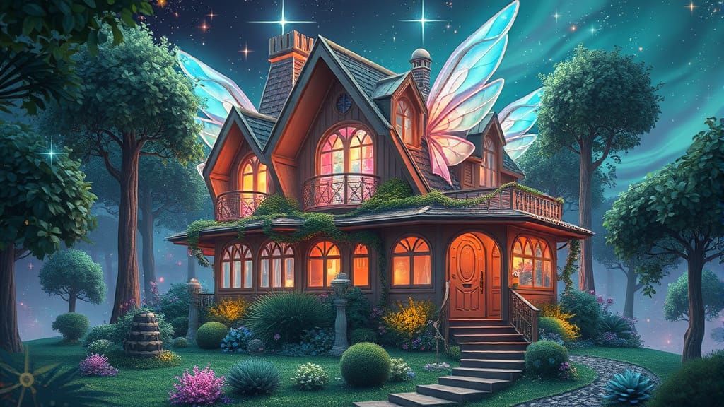 Futuristic Fairy Tale Home with Neon Lights