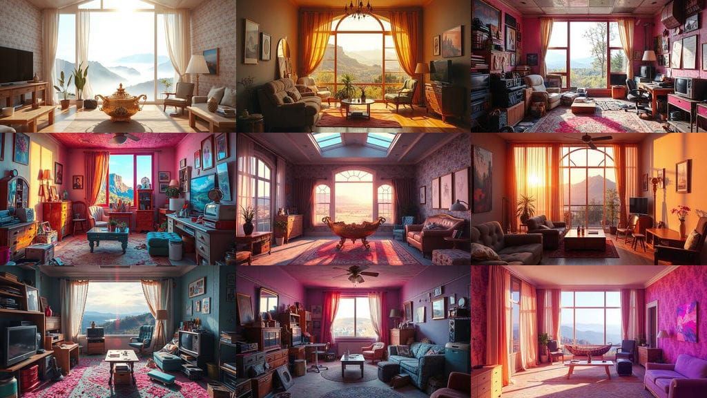 Abstract Room Cutaway in Cyberpunk Style