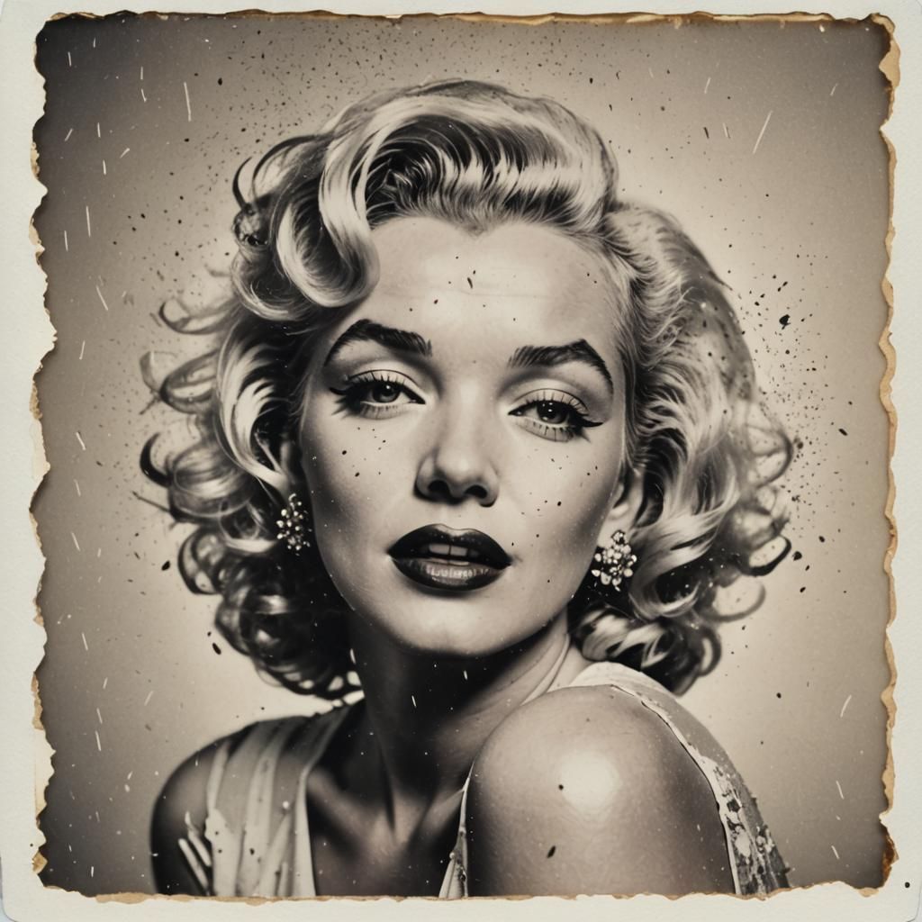 Vintage Polaroid of Marilyn Monroe in Splash Art Style