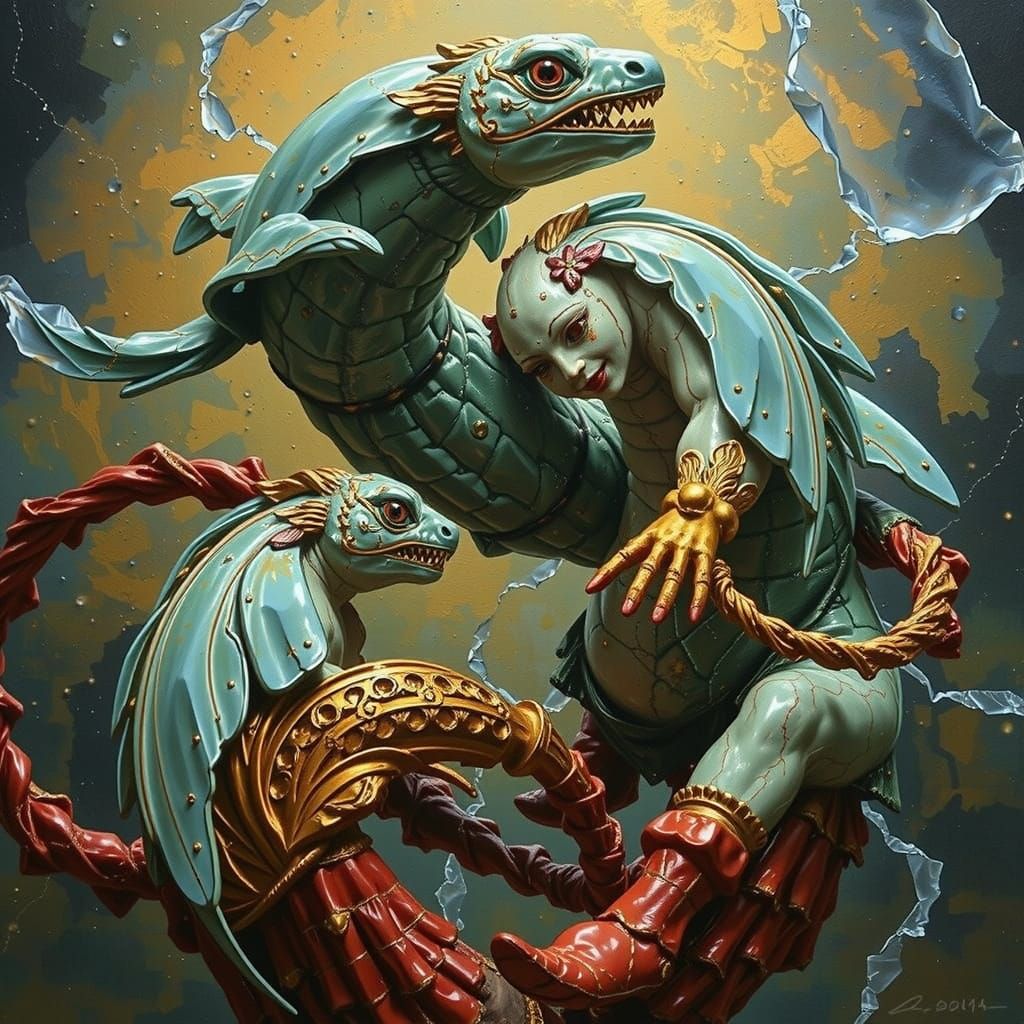 Expressive Sculpture of Reflected Glory in Art Deco Style