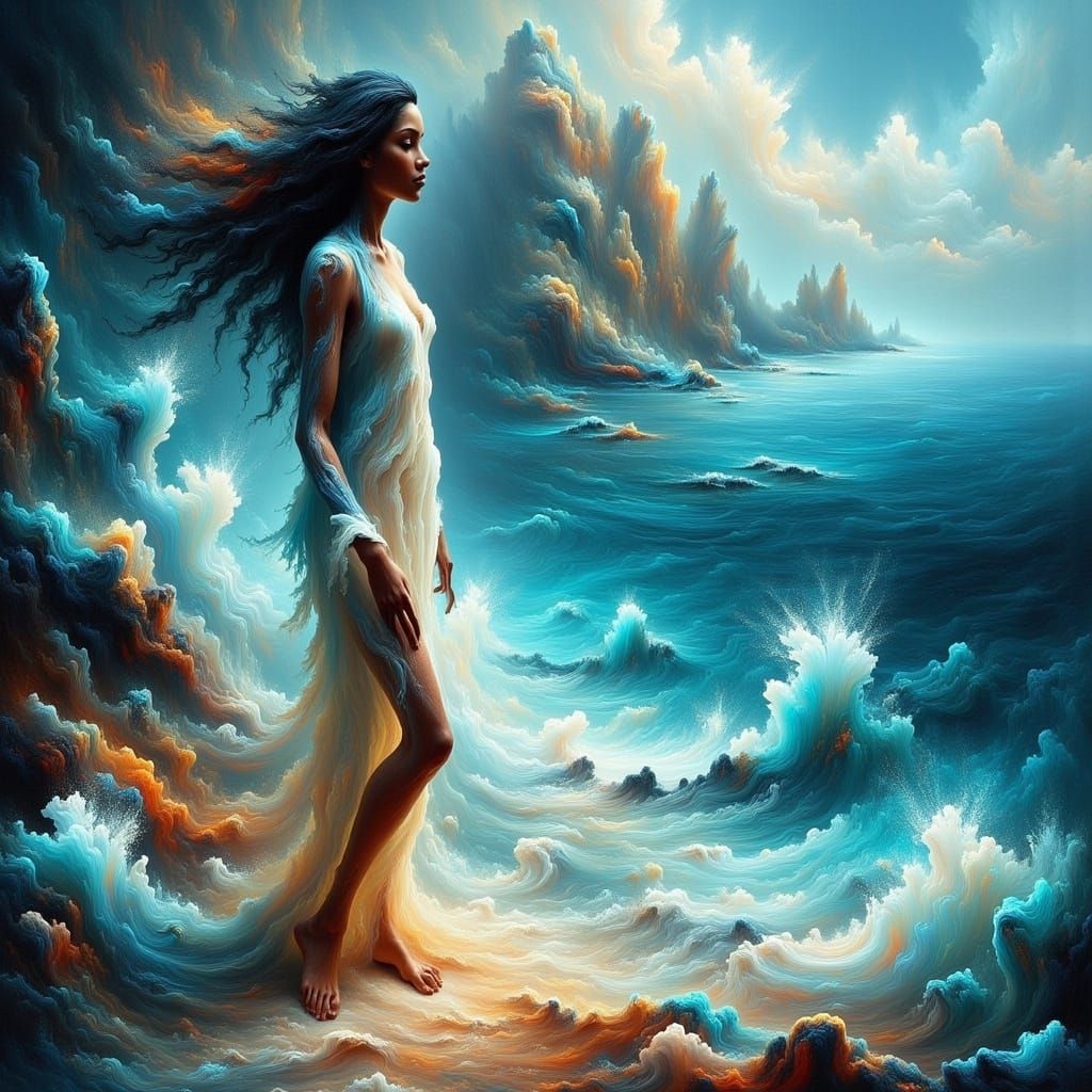 Melting between clouds and the deep blue ocean.