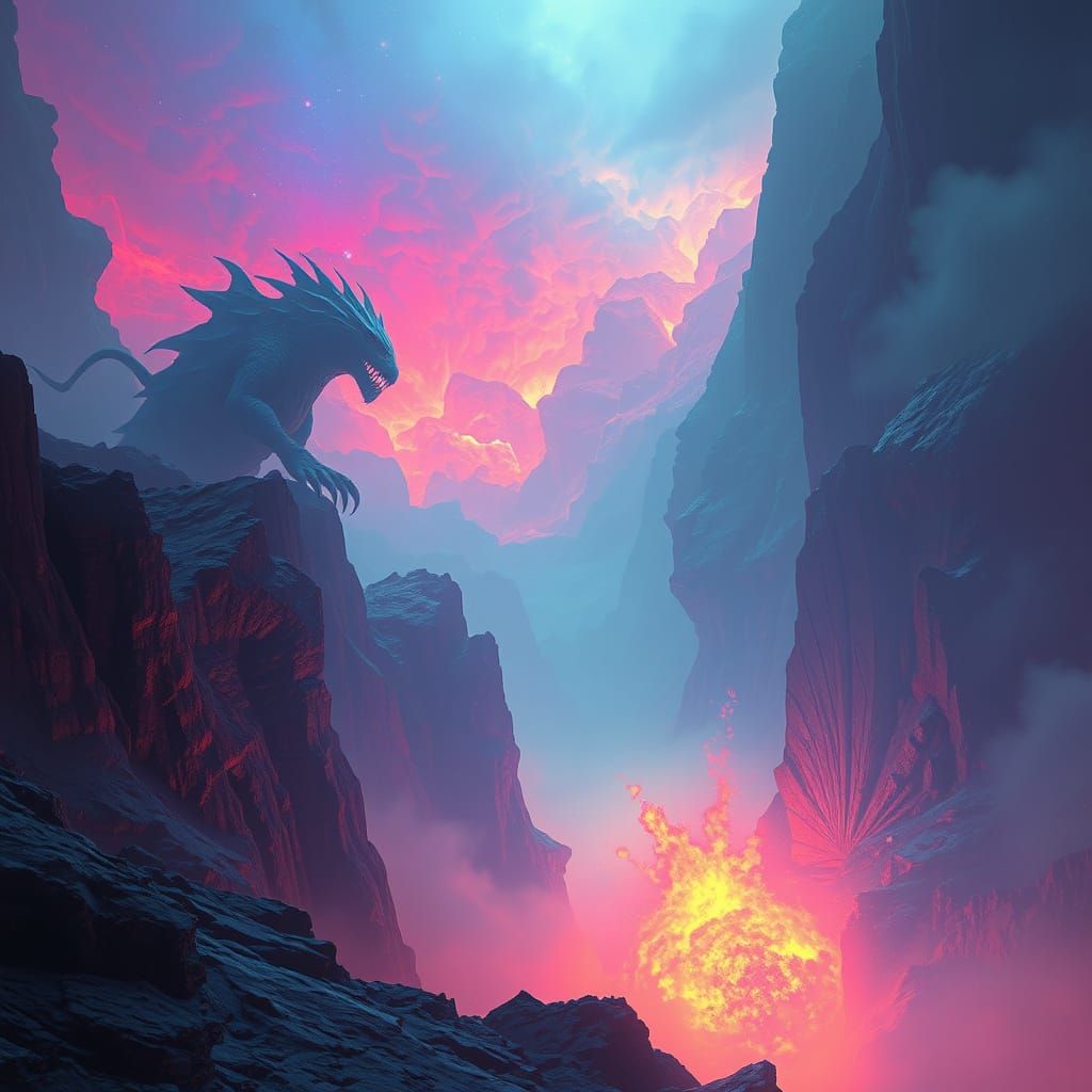 Envision a chromatic void, a space where color and nothingne...