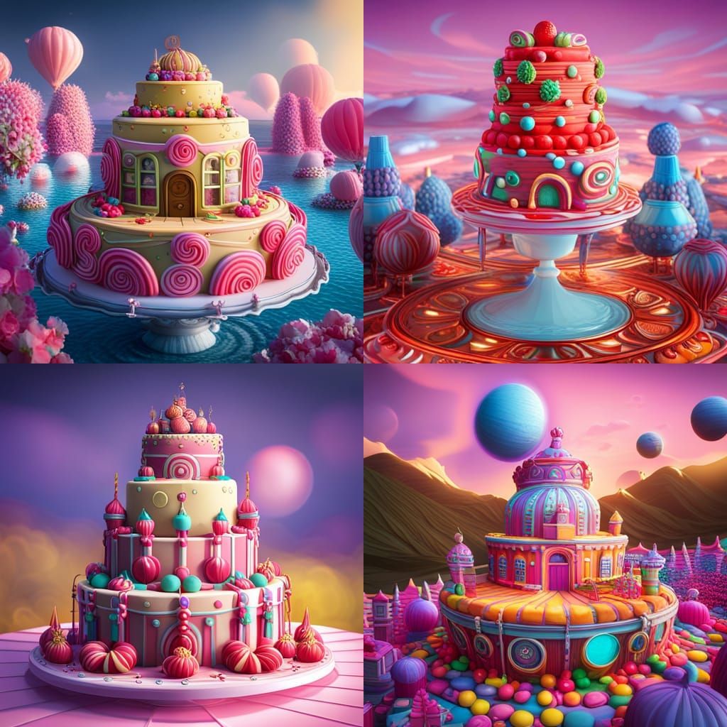 Candy Art Birthday Cake in Hyperrealistic Style