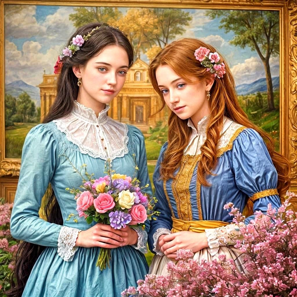 Romantic Watercolor Portrait in Old-Fashioned Realism Style