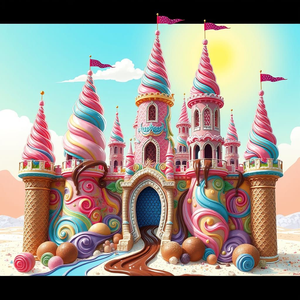 Colorful Ice Cream Castle Concept Art