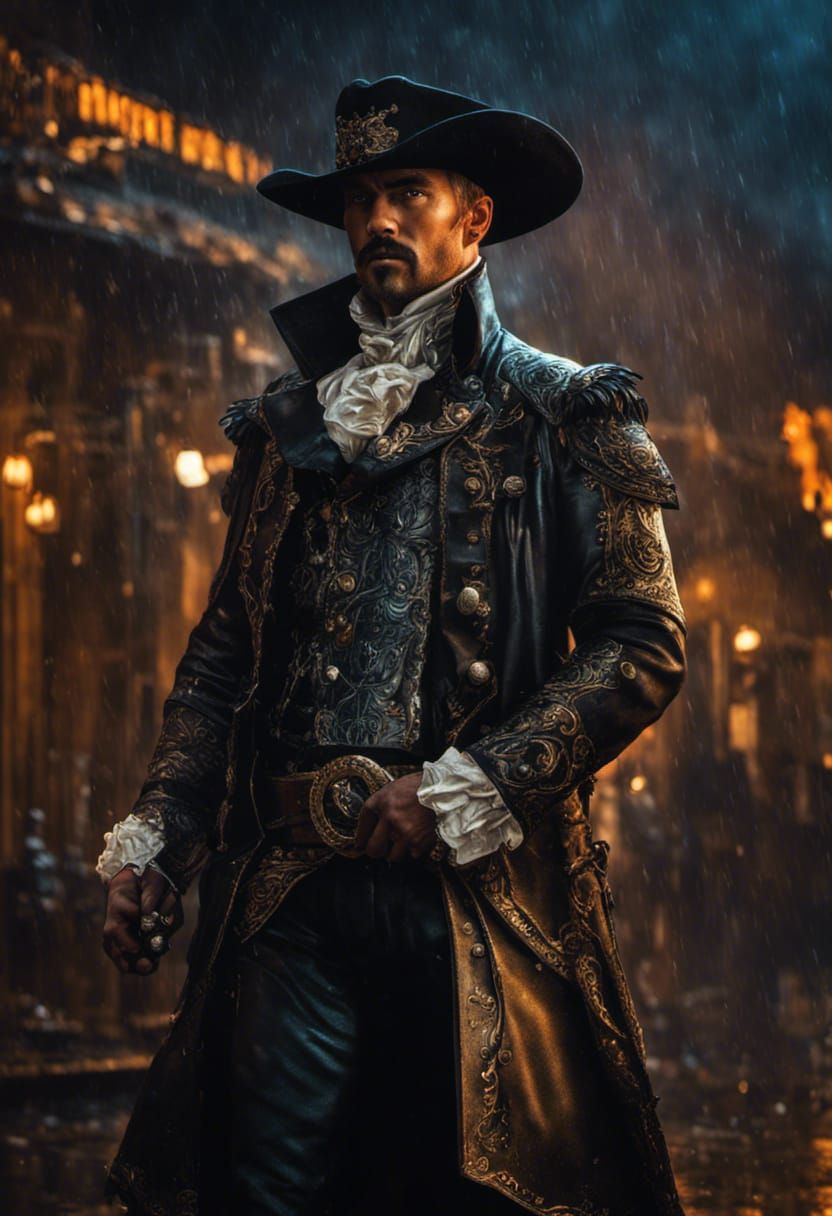 Cosmic Western Gunslinger in Rococo Leather