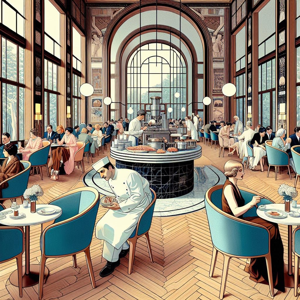 Milan Seafood Restaurant in Bauhaus Pop Art Style