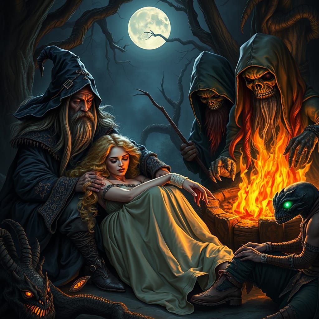 Dark Wizard in Mystical Grove by Fiery Blaze