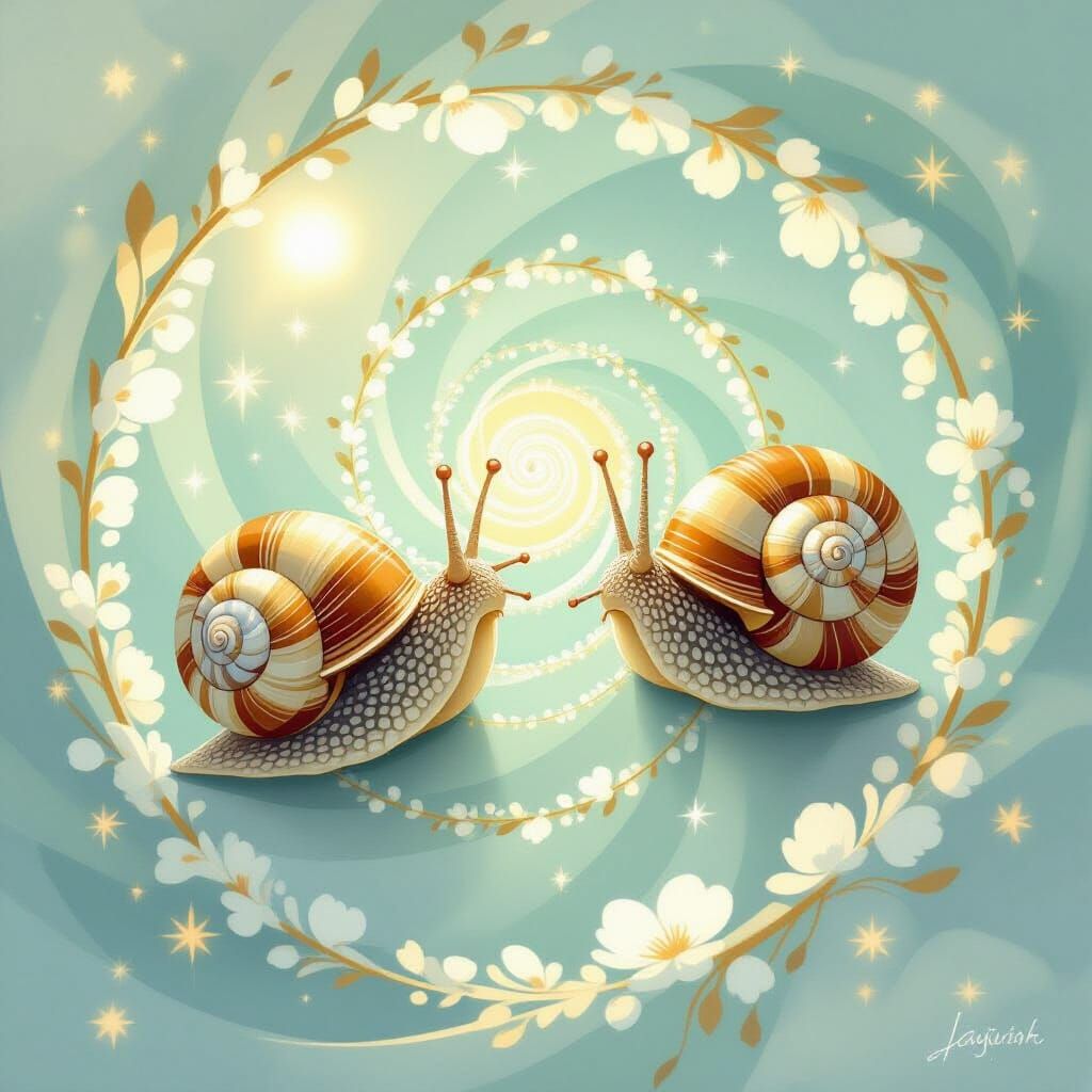 Illuminated Snails in Fibonacci Spiral
