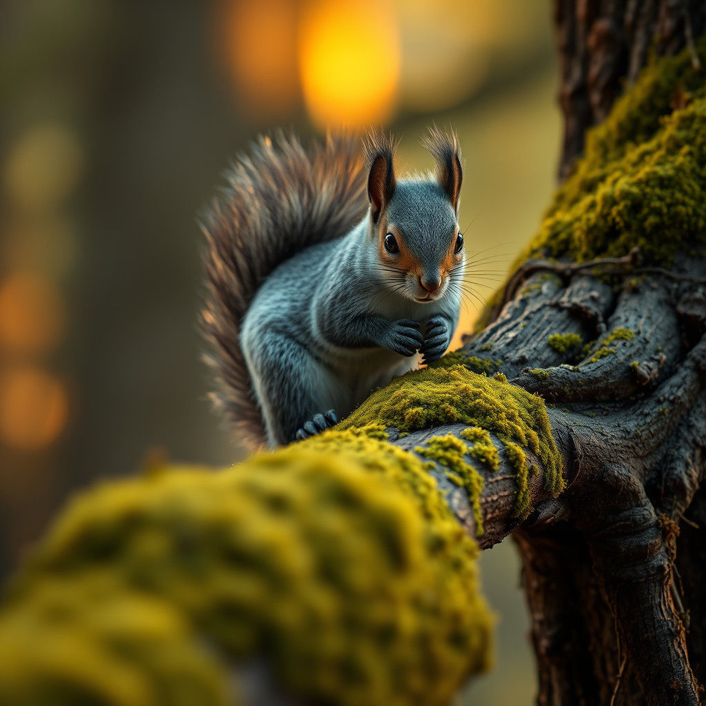 Hyperrealistic Squirrel Portrait in a Forest