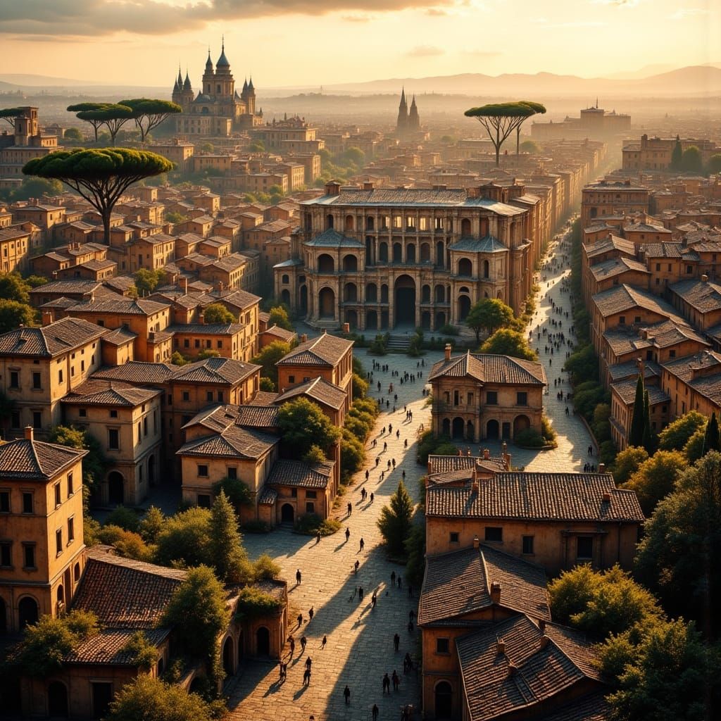 Ancient Rome Bird's-Eye View at Golden Hour