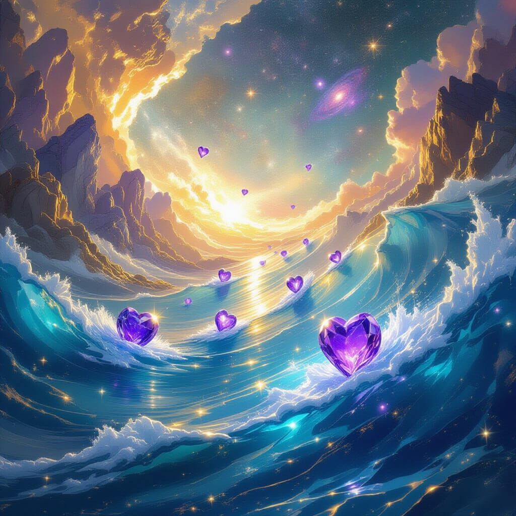 Mystical Ocean of Radiant Light with Crystalline Souls