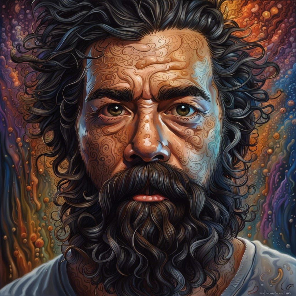 Detailed Portrait with Colorful Splash Art Background