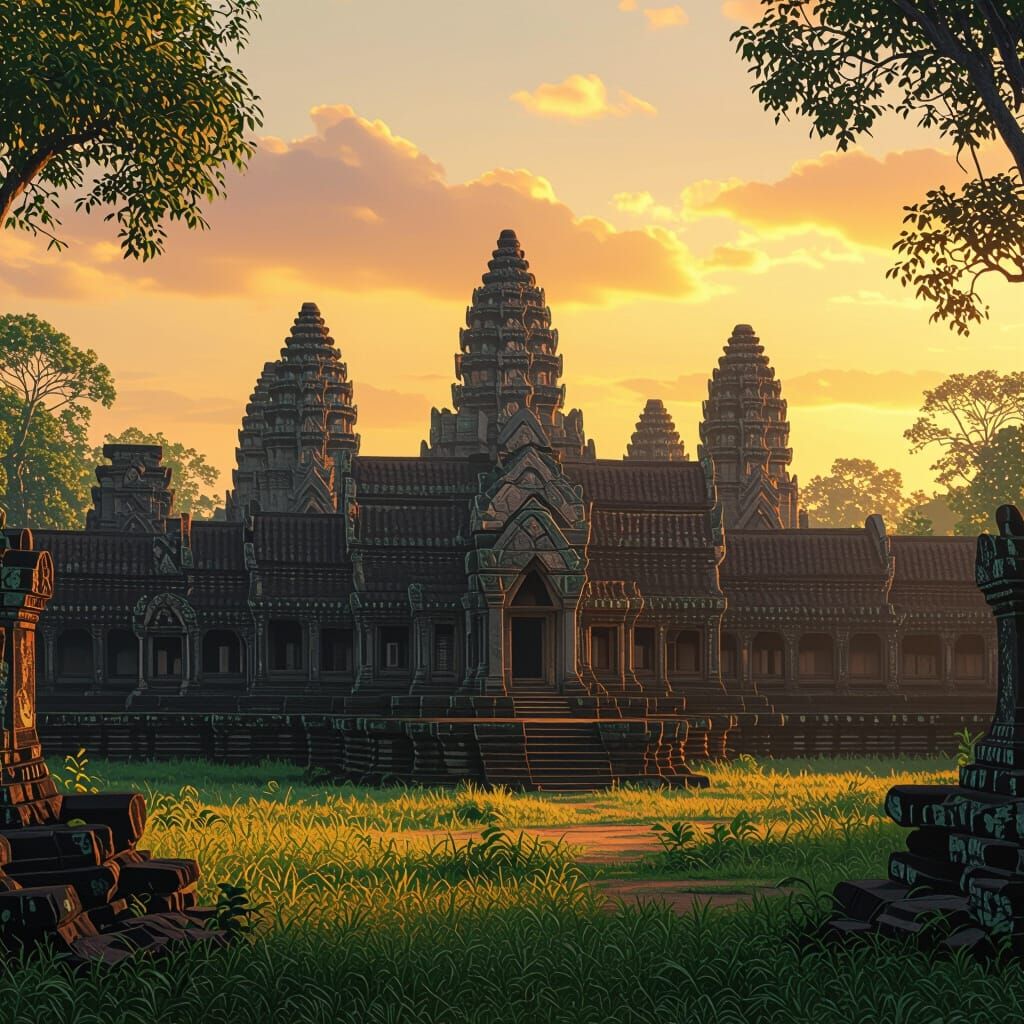 Angkor Wat Temple at Sunrise: A Cinematic Landscape