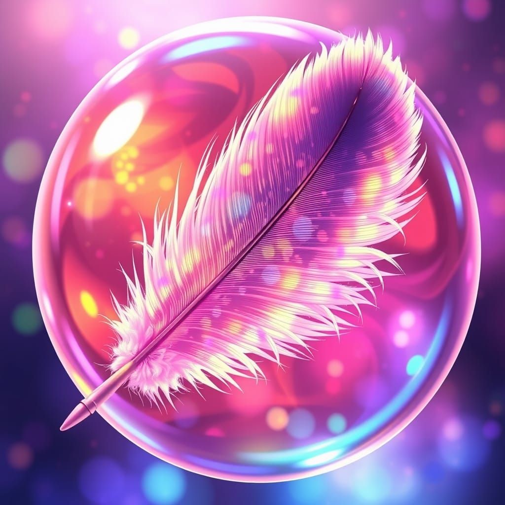 A fruit punch summoning feather in a bubble