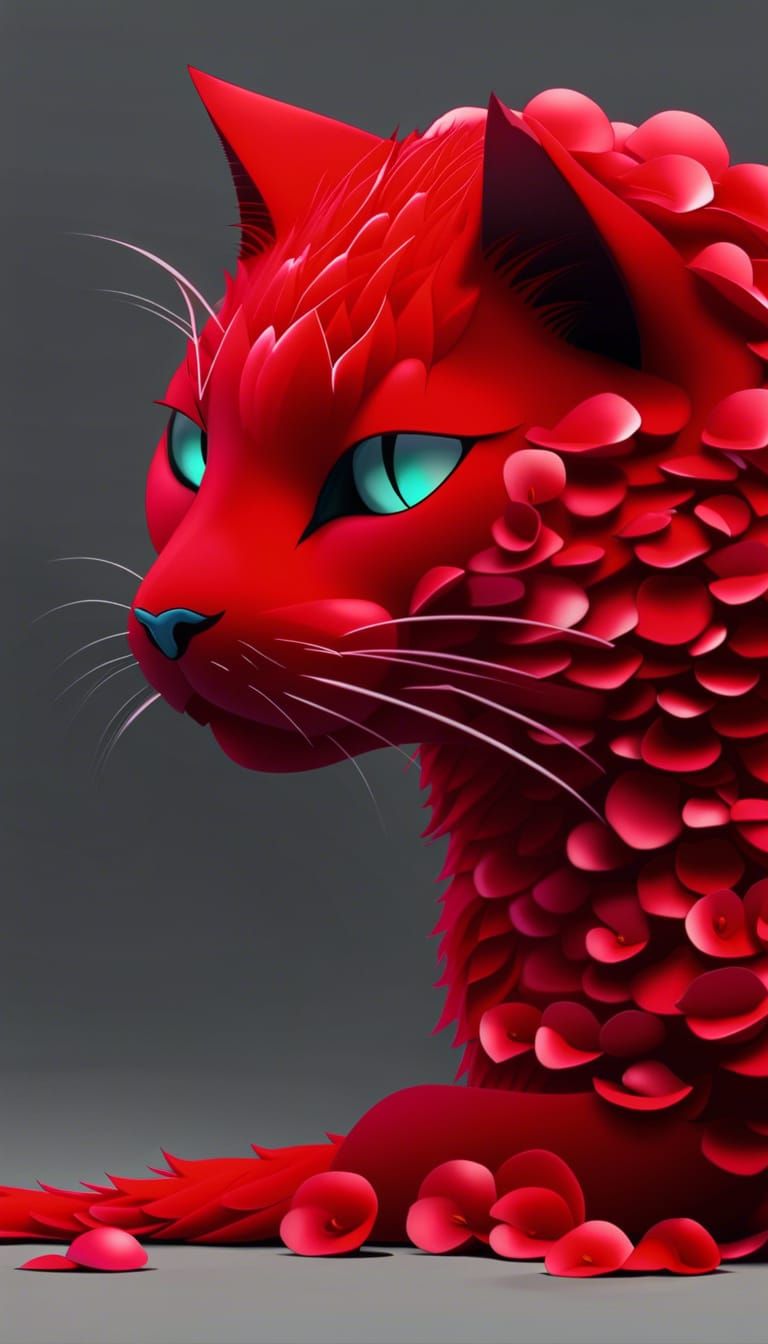 W.I.P. Deep red Rose petal cat