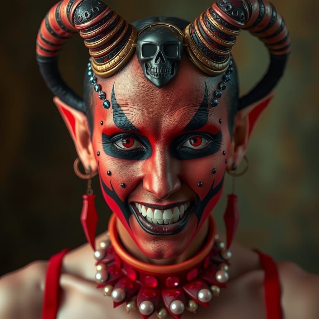 Demonic Glamour: High-Fashion Devil Portrait