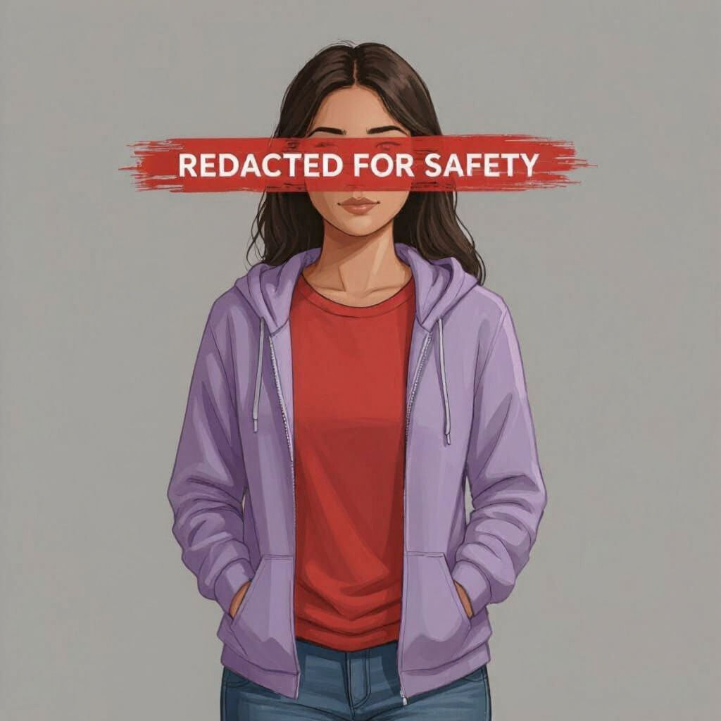 Redacted Portrait of Timid Indian American Teen