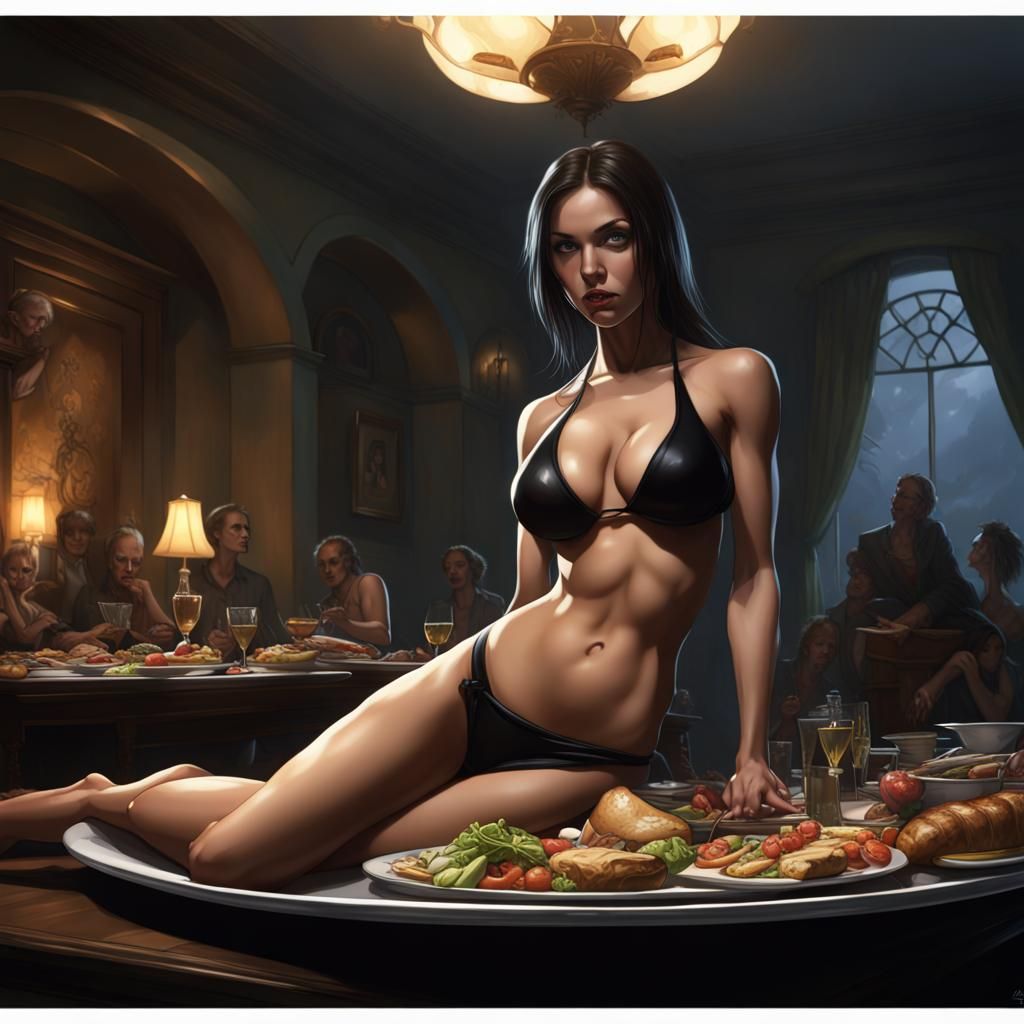 Brunette as Feast: Dark Fantasy Concept Art