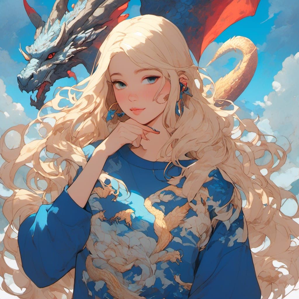 Girl with Dragon Illustration