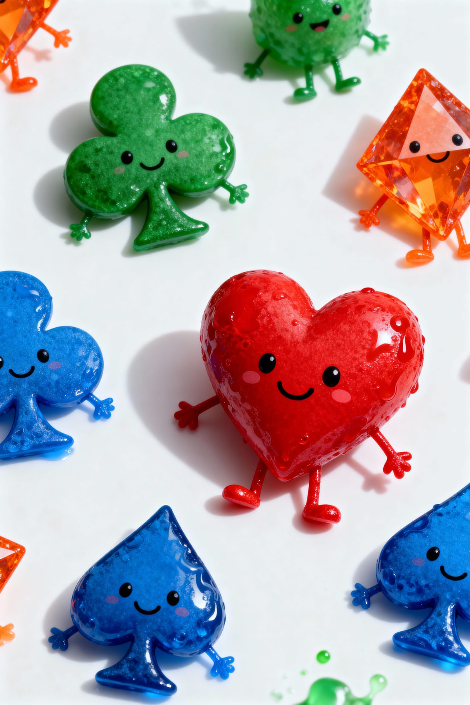 Cute Heart, Diamond, Club, Spade Creatures