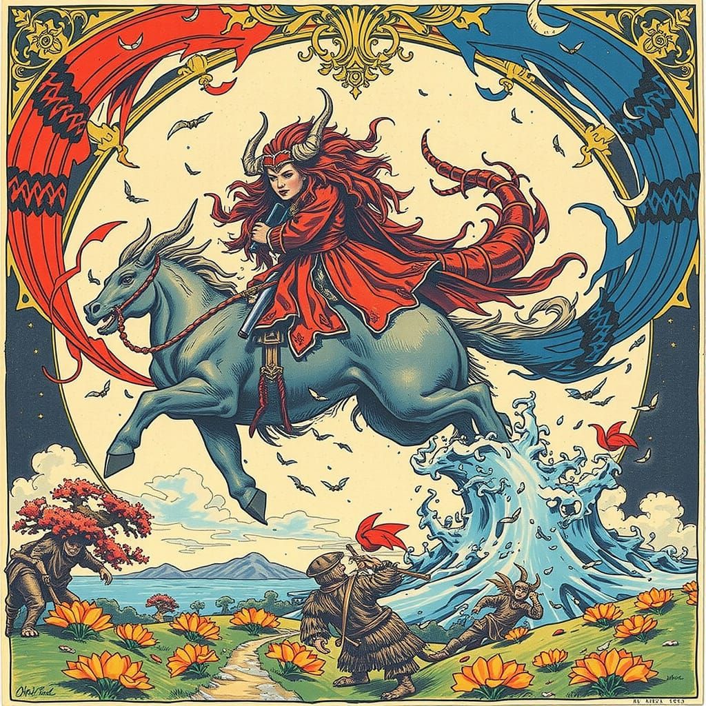 Vibrant Swirling Abstract Red Forms