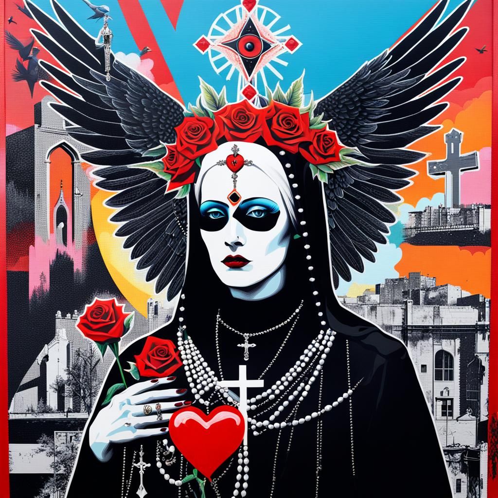 Punk Faith Mural in Surrealist Street Art Style