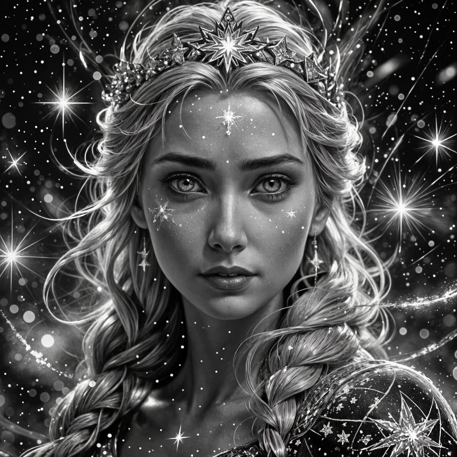 Magical Elsa Macro Photo in Black and White