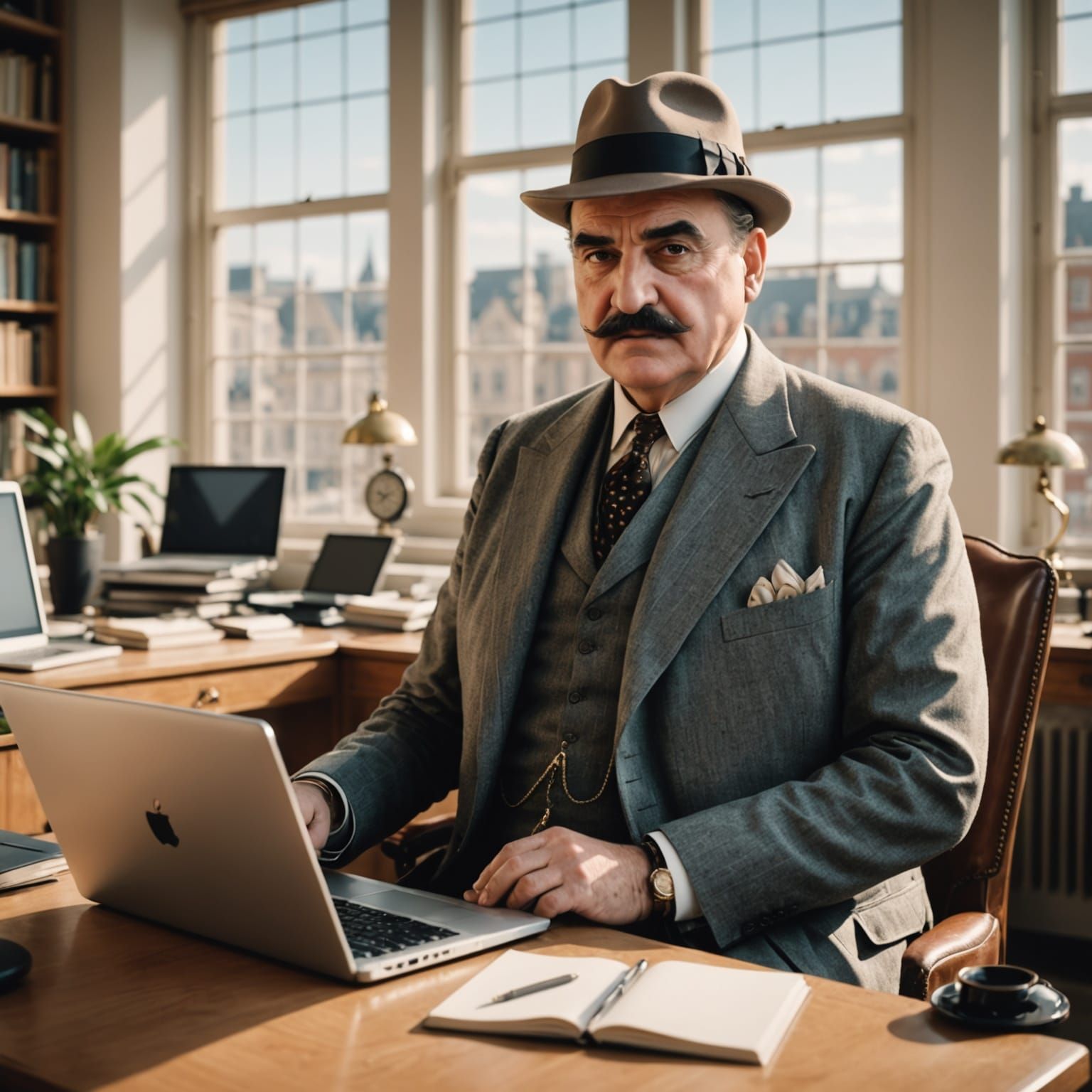 Belgian Detective Works from Modern Office