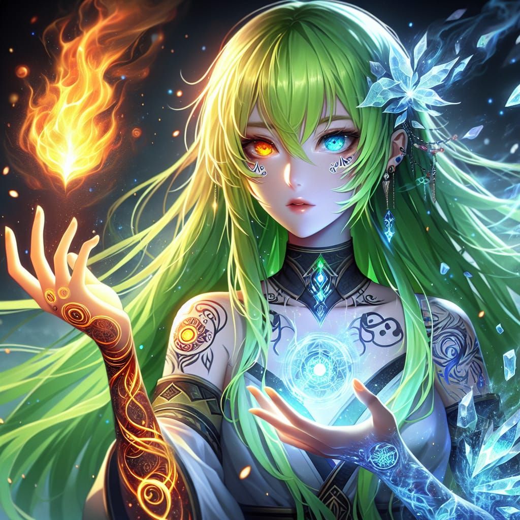 Anime Elementalist Conjures Fire and Ice