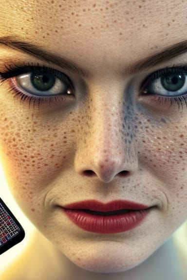 Hyperrealistic Emma Stone Portrait in Futuristic Style