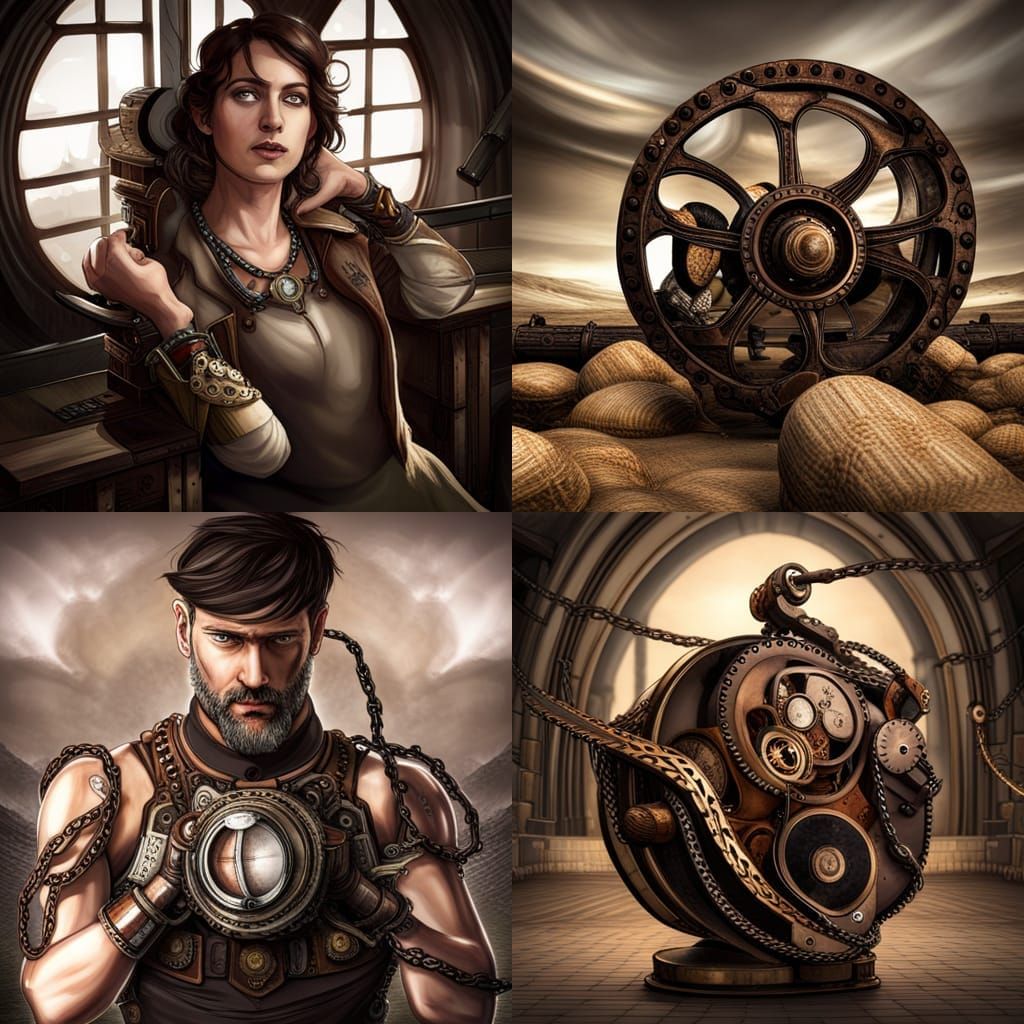 Chained Steampunk Engine: Industrial Art