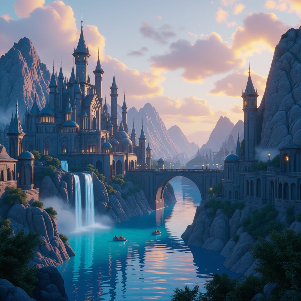 Fantastical Matte Painting with Intricate Detail and Deep Co...