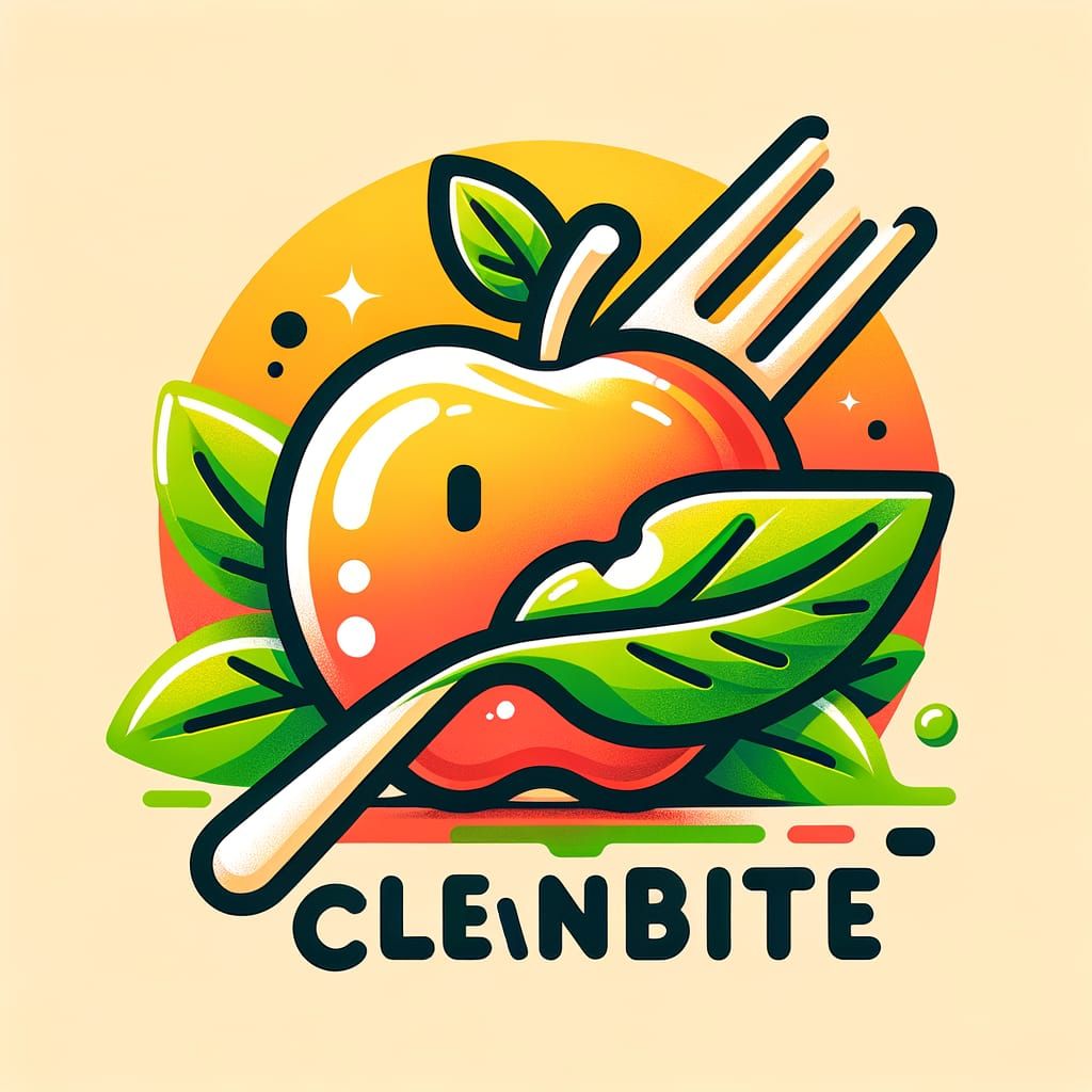 CleanBite Playful Logo with Apple and Leaf