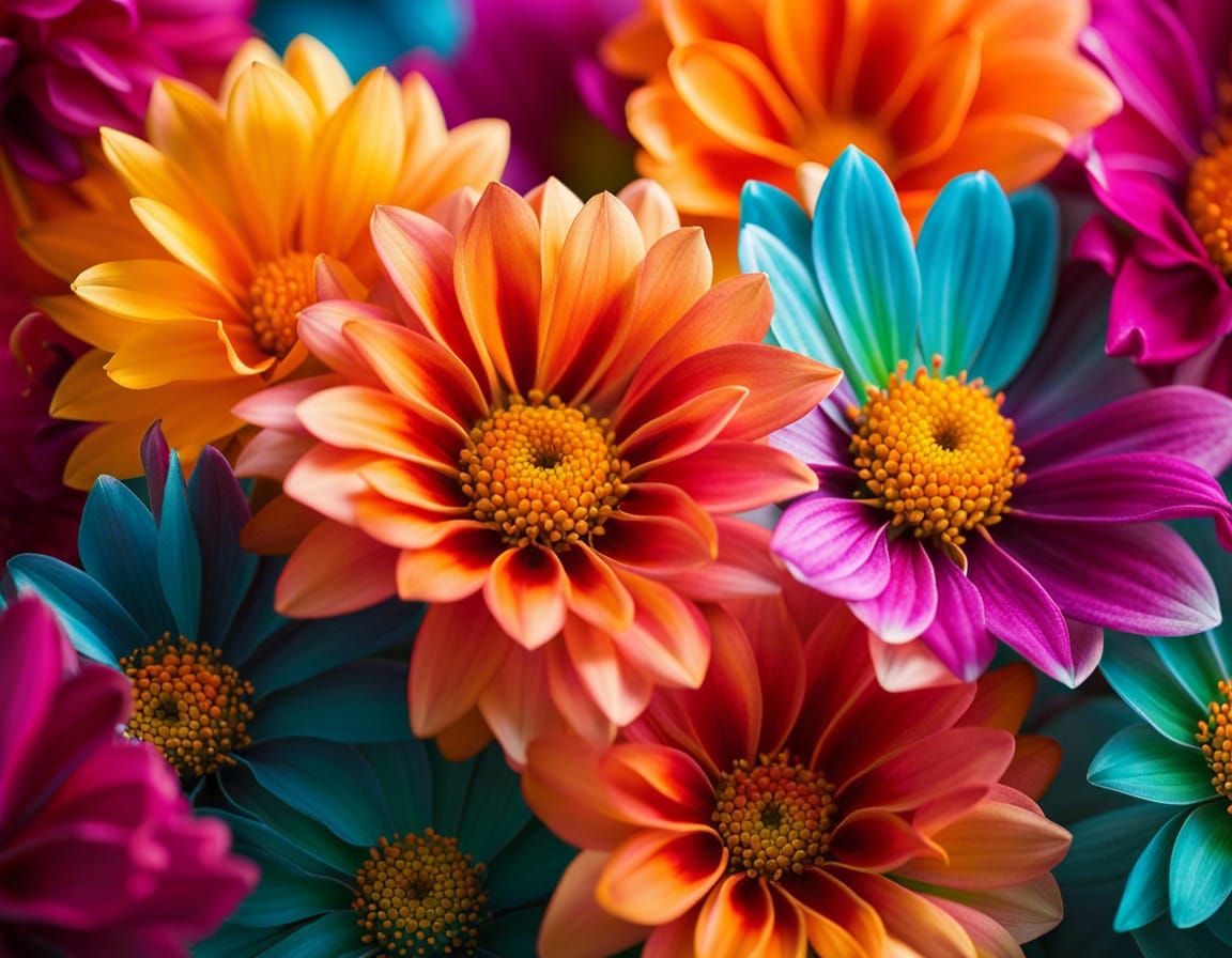 Vibrant Flowers Showcasing Intricate Petals in Garden